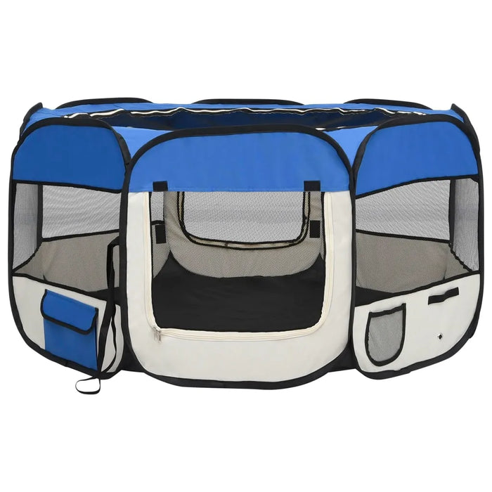 Foldable Dog Playpen with Carrying Bag Blue 125x125x61 cm - Little and Giant Explorers vidaXL