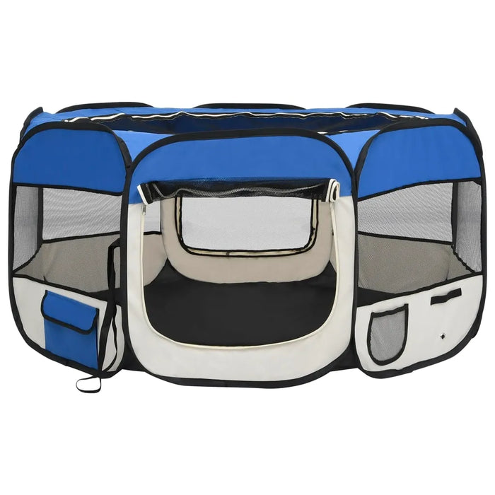 Foldable Dog Playpen with Carrying Bag Blue 125x125x61 cm - Little and Giant Explorers vidaXL