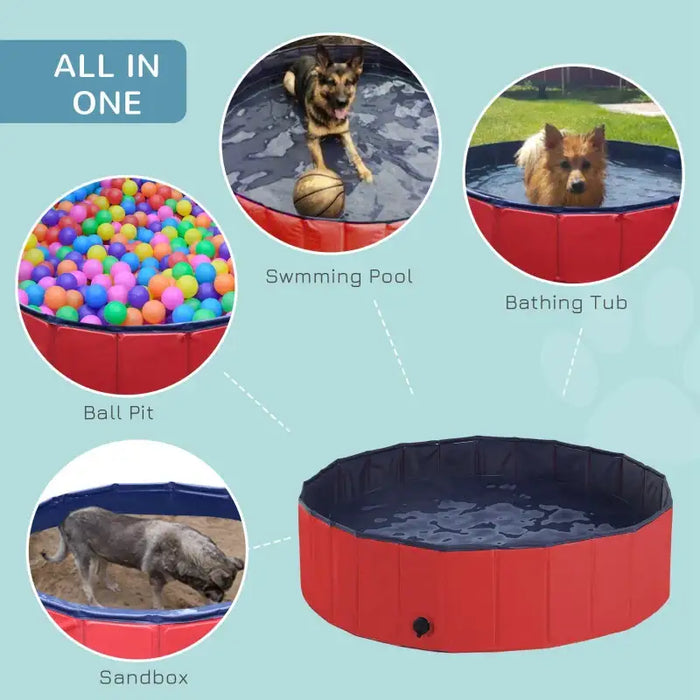 Foldable Dog Pool – 120cm Durable PVC Pet Paddling Pool | Portable with Drain Plug PAWHUT - Little and Giant Explorers PawHut