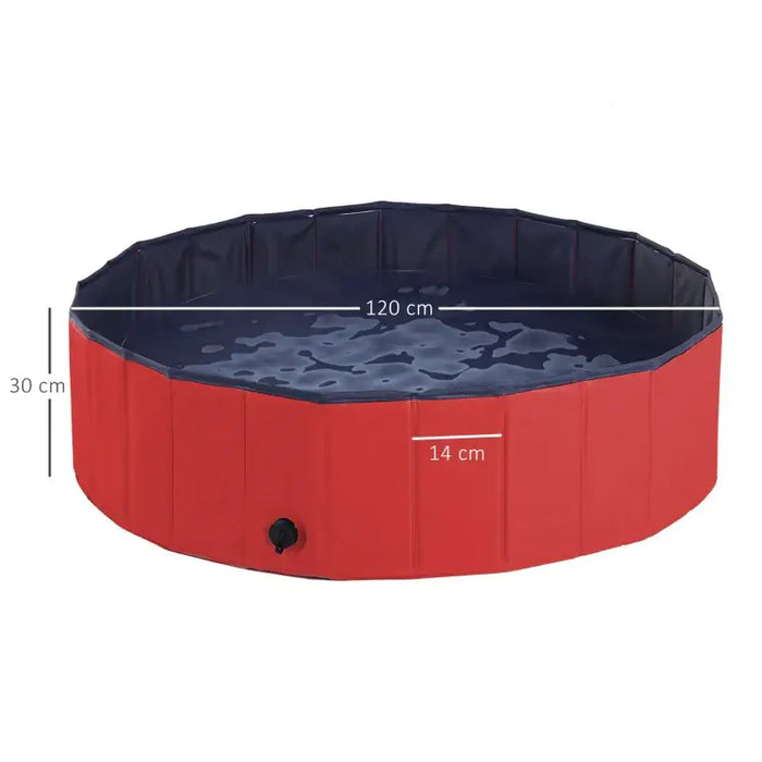 Foldable Dog Pool – 120cm Durable PVC Pet Paddling Pool | Portable with Drain Plug PAWHUT - Little and Giant Explorers PawHut