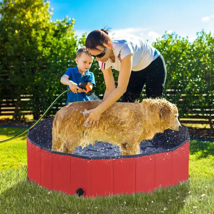 Foldable Dog Pool – 120cm Durable PVC Pet Paddling Pool | Portable with Drain Plug PAWHUT - Little and Giant Explorers PawHut