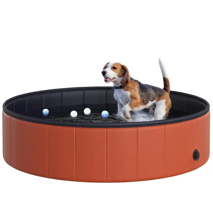 Foldable Dog Pool – 120cm Durable PVC Pet Paddling Pool | Portable with Drain Plug PAWHUT - Little and Giant Explorers PawHut