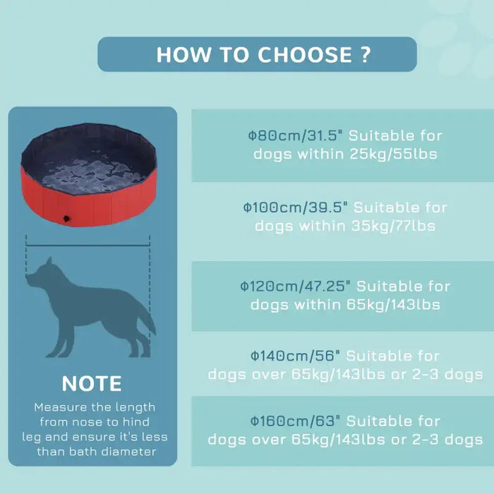 Foldable Dog Pool – 120cm Durable PVC Pet Paddling Pool | Portable with Drain Plug PAWHUT - Little and Giant Explorers PawHut