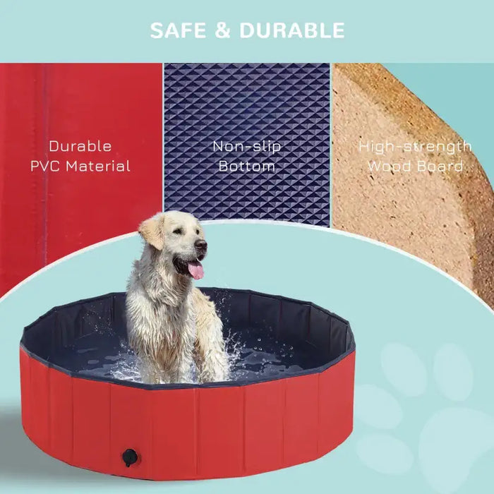 Foldable Dog Pool – 120cm Durable PVC Pet Paddling Pool | Portable with Drain Plug PAWHUT - Little and Giant Explorers PawHut