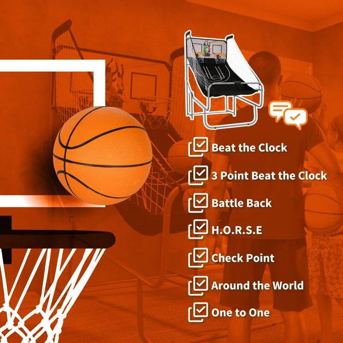 Foldable Double Shot Basketball Arcade Game with 8 Modes - Little and Giant Explorers SPORTNOW