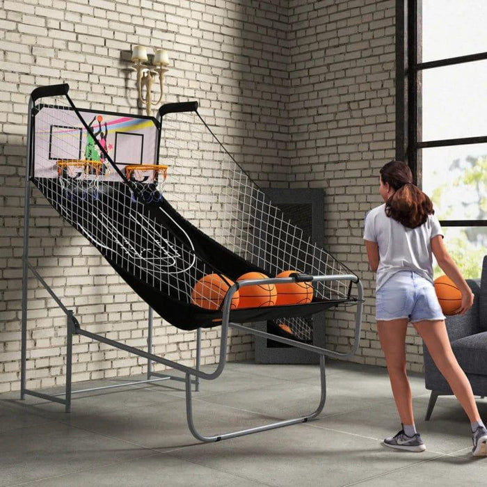 Foldable Double Shot Basketball Arcade Game with 8 Modes - Little and Giant Explorers SPORTNOW