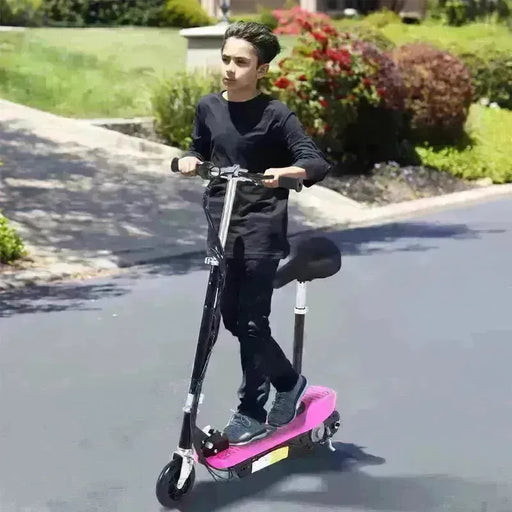 Foldable Electric Scooter for Kids with Brake and Kickstand in Pink 12V - Little and Giant Explorers HOMCOM