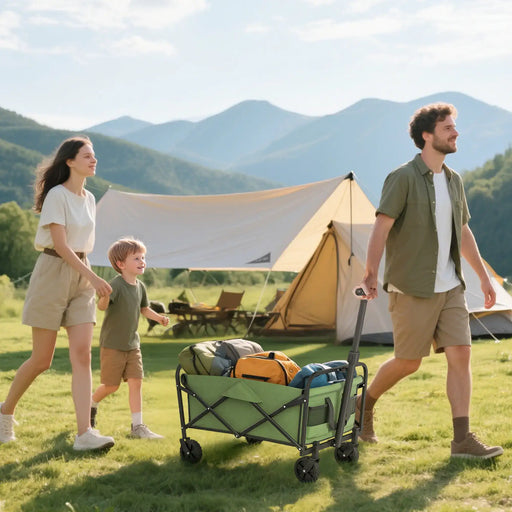 Festival Trolley Cart Green | Versatile Trolley with Telescoping Handle - Little and Giant Explorers Outsunny