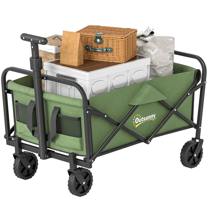 Festival Trolley Cart Green | Versatile Trolley with Telescoping Handle - Little and Giant Explorers Outsunny