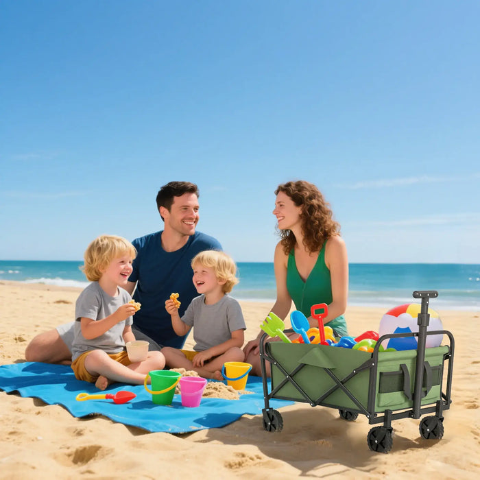 Festival Trolley Cart Green | Versatile Trolley with Telescoping Handle - Little and Giant Explorers Outsunny