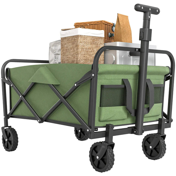 Festival Trolley Cart Green | Versatile Trolley with Telescoping Handle - Little and Giant Explorers Outsunny