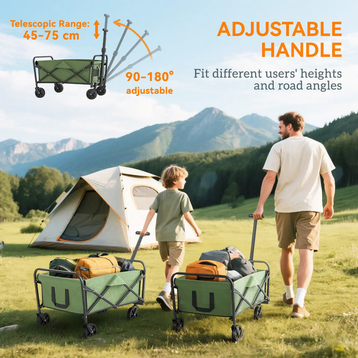 Festival Trolley Cart Green | Versatile Trolley with Telescoping Handle - Little and Giant Explorers Outsunny
