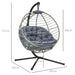 Outdoor Hanging Chair with Metal Stand in Grey - Little and Giant Explorers Outsunny