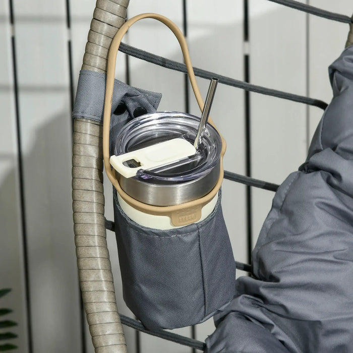 Outdoor Hanging Chair with Metal Stand in Grey - Little and Giant Explorers Outsunny