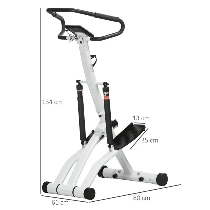 Foldable Hydraulic Stepper Machine - White | 12-Level Resistance - LCD Monitor SPORTNOW - Little and Giant Explorers SPORTNOW
