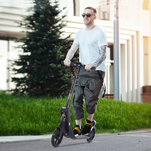 Foldable Kick Scooter | Adult & Teen Commuter Scooter in Black - Little and Giant Explorers HOMCOM