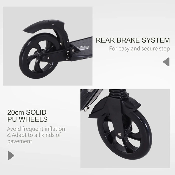 Foldable Kick Scooter | Adult & Teen Commuter Scooter in Black - Little and Giant Explorers HOMCOM