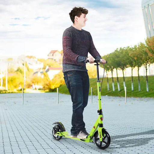 Foldable Kick Scooter for Teens and Adults – Green | Aluminium Frame and Dual Brakes HOMCOM - Little and Giant Explorers HOMCOM