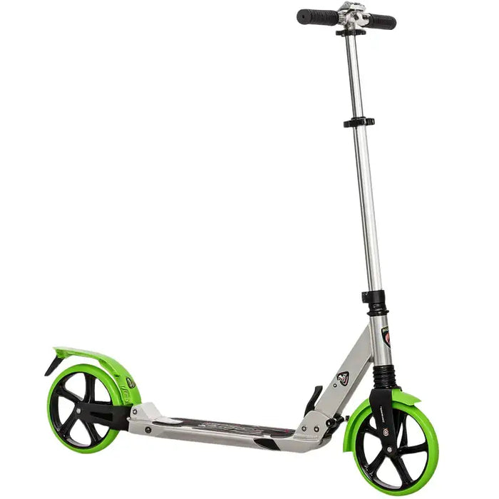 Foldable Kick Scooter – Green | Aluminium Frame - Adjustable Handlebar and Rear Brake HOMCOM - Little and Giant Explorers HOMCOM