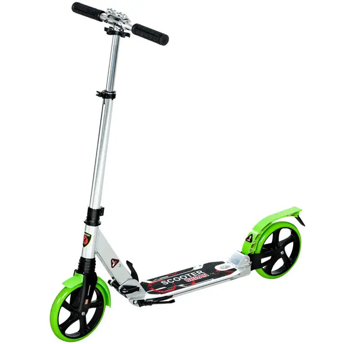Foldable Kick Scooter – Green | Aluminium Frame - Adjustable Handlebar and Rear Brake HOMCOM - Little and Giant Explorers HOMCOM