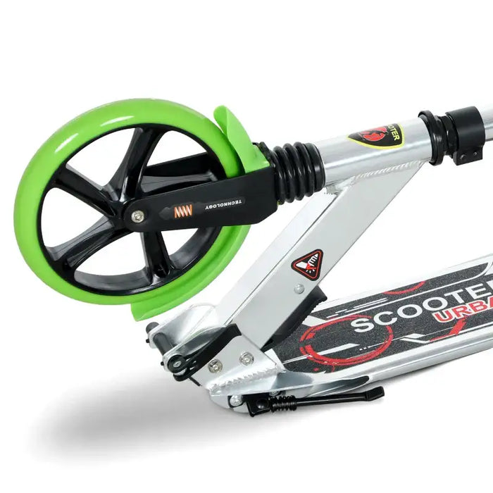 Foldable Kick Scooter – Green | Aluminium Frame - Adjustable Handlebar and Rear Brake HOMCOM - Little and Giant Explorers HOMCOM