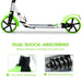 Foldable Kick Scooter – Green | Aluminium Frame - Adjustable Handlebar and Rear Brake HOMCOM - Little and Giant Explorers HOMCOM