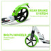 Foldable Kick Scooter – Green | Aluminium Frame - Adjustable Handlebar and Rear Brake HOMCOM - Little and Giant Explorers HOMCOM