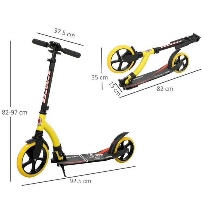 Foldable Kick Scooter – Yellow | Aluminium Adult and Teen Commuter Scooter HOMCOM - Little and Giant Explorers HOMCOM