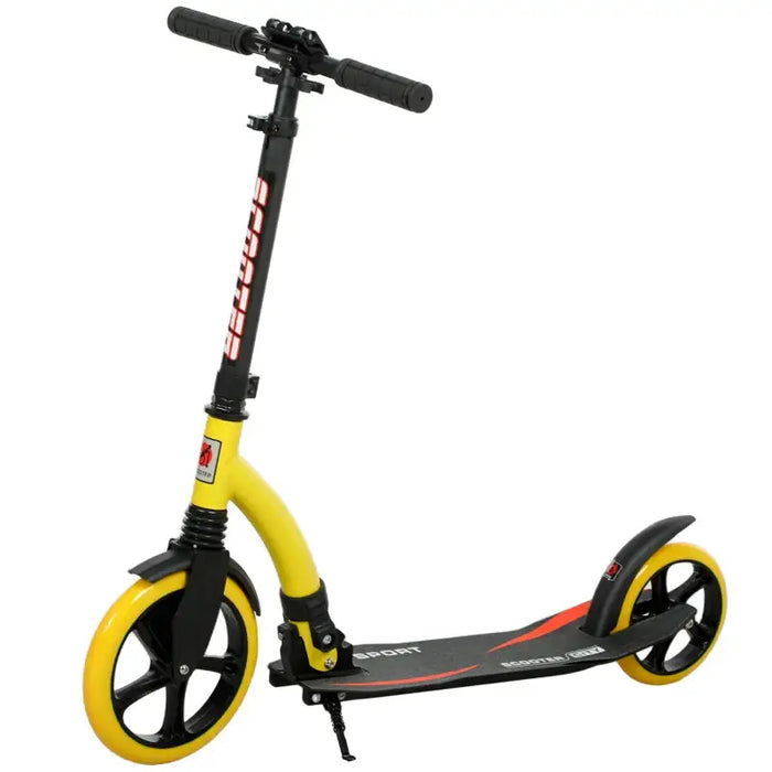 Foldable Kick Scooter – Yellow | Aluminium Adult and Teen Commuter Scooter HOMCOM - Little and Giant Explorers HOMCOM