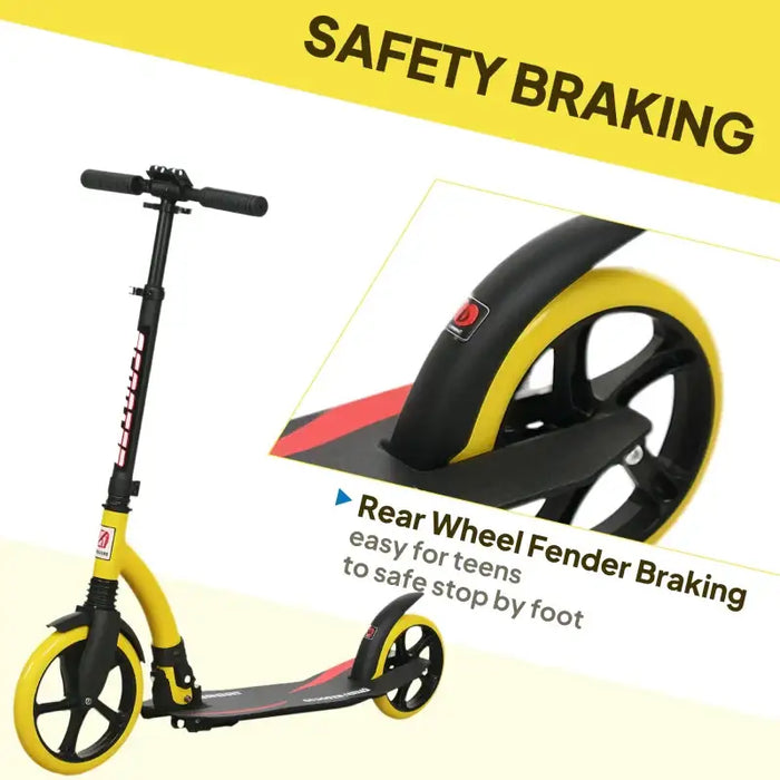 Foldable Kick Scooter – Yellow | Aluminium Adult and Teen Commuter Scooter HOMCOM - Little and Giant Explorers HOMCOM