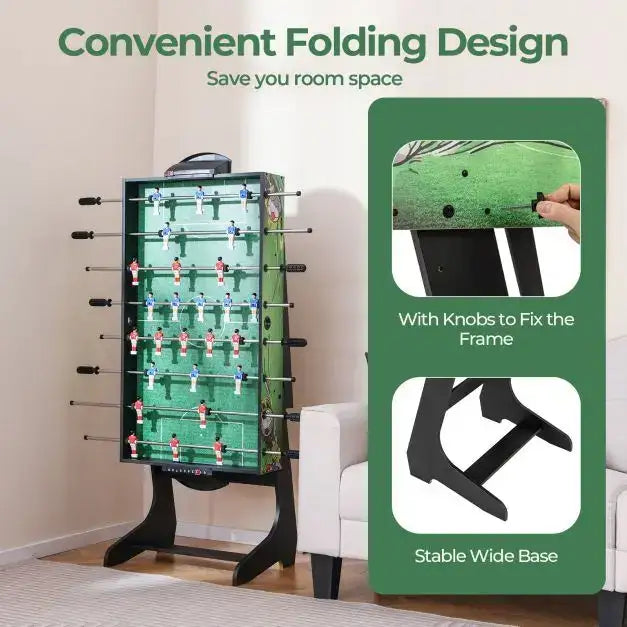 Foldable Kids Foosball Table – Multi-Colour | H-Shaped Base and Anti-Slip Handles COSTWAY - Little and Giant Explorers Costway