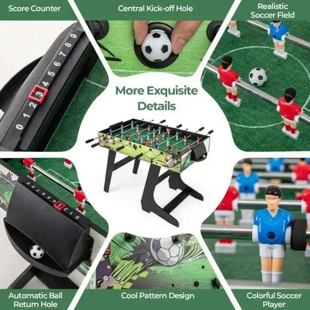 Foldable Kids Foosball Table – Multi-Colour | H-Shaped Base and Anti-Slip Handles COSTWAY - Little and Giant Explorers Costway