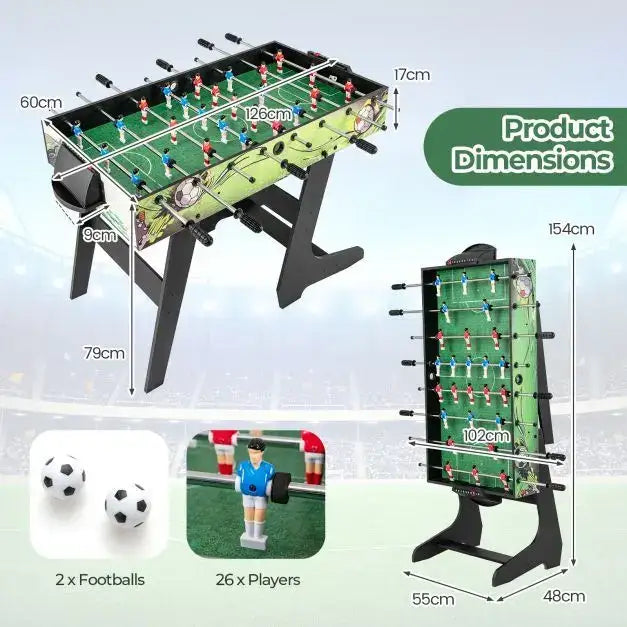 Foldable Kids Foosball Table – Multi-Colour | H-Shaped Base and Anti-Slip Handles COSTWAY - Little and Giant Explorers Costway