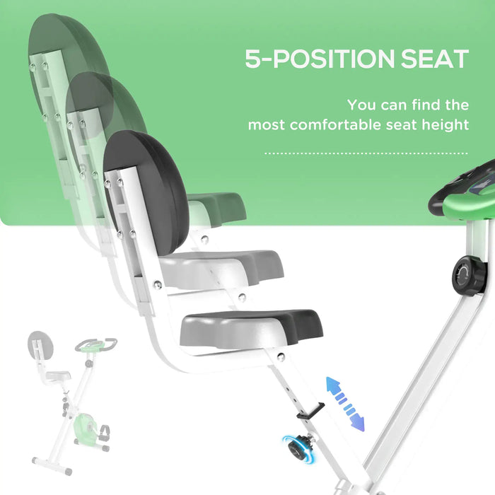 Foldable chair with adjustable seat height on a green background