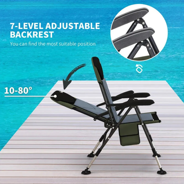 Foldable Metal Frame Fishing Chair with Adjustable Legs - Little and Giant Explorers Outsunny