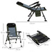 Foldable Metal Frame Fishing Chair with Adjustable Legs - Little and Giant Explorers Outsunny