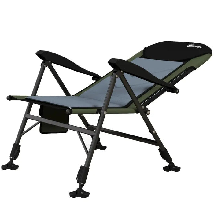 Foldable Metal Frame Fishing Chair with Adjustable Legs - Little and Giant Explorers Outsunny