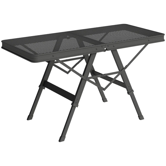 Foldable Metal Mesh Camping Table – Black | Adjustable Height 48–58 cm OUTSUNNY - Little and Giant Explorers Outsunny