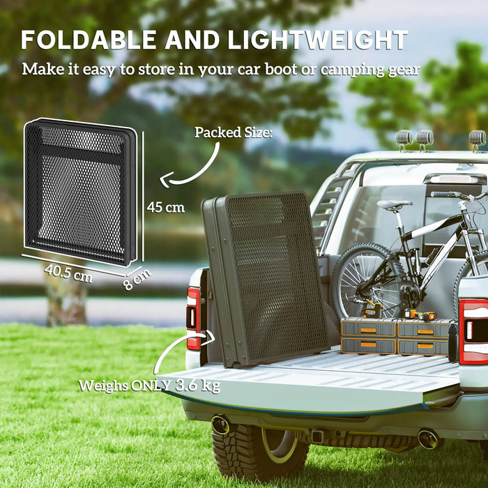 Foldable Metal Mesh Camping Table – Black | Adjustable Height 48–58 cm OUTSUNNY - Little and Giant Explorers Outsunny