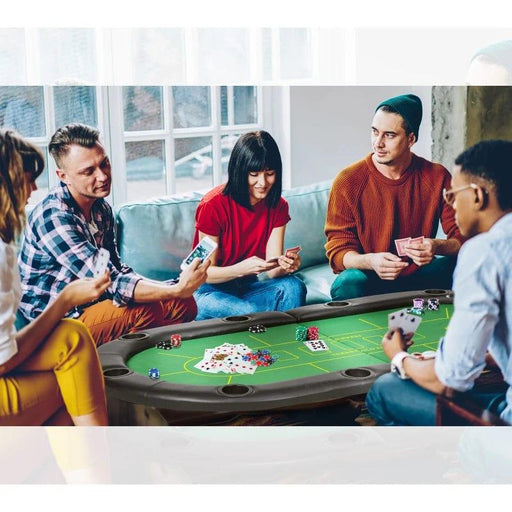 Foldable Oval Poker Mat, for 10 Players with Cup Holders, Poker Table Cloth and Carrying Bag - Little and Giant Explorers SPORTNOW