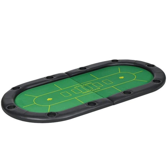 Foldable Oval Poker Mat, for 10 Players with Cup Holders, Poker Table Cloth and Carrying Bag - Little and Giant Explorers SPORTNOW