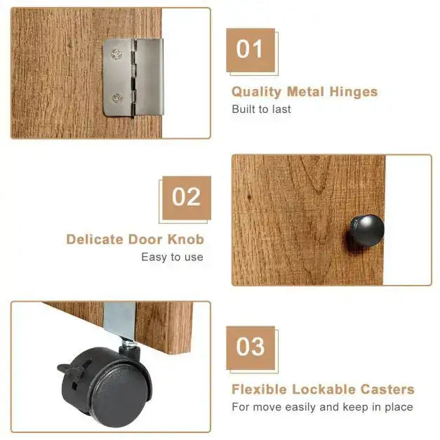 Foldable Sewing Table – Natural | Rolling Sewing Machine Cabinet - Storage Bins and Shelf COSTWAY - Little and Giant Explorers Costway