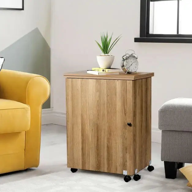 Foldable Sewing Table – Natural | Rolling Sewing Machine Cabinet - Storage Bins and Shelf COSTWAY - Little and Giant Explorers Costway