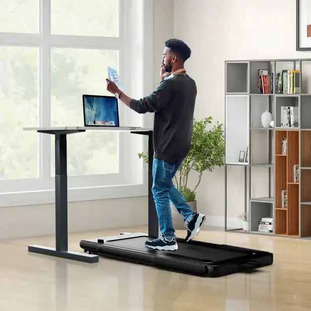 Foldable Treadmill - Black | 2.25HP Under Desk Walking Pad - LED Display COSTWAY - Little and Giant Explorers Costway