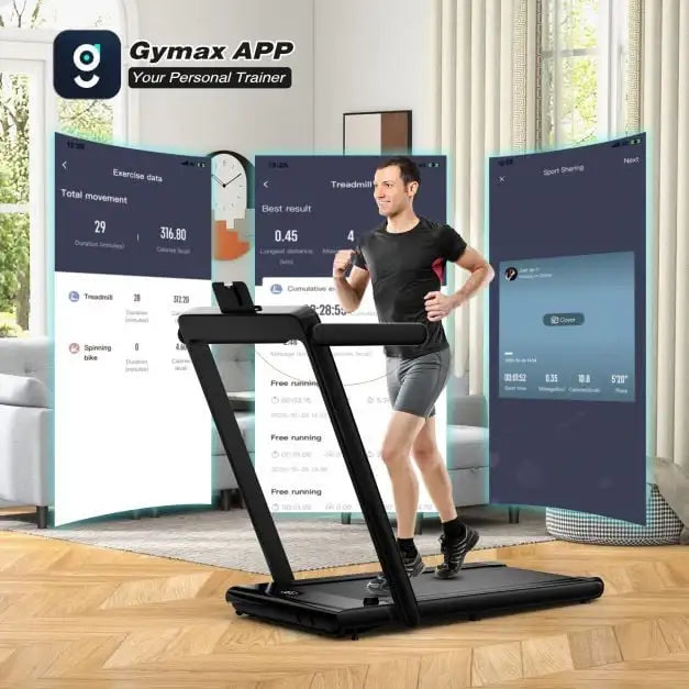 Foldable Treadmill - Black | 2.25HP Under Desk Walking Pad - LED Display COSTWAY - Little and Giant Explorers Costway