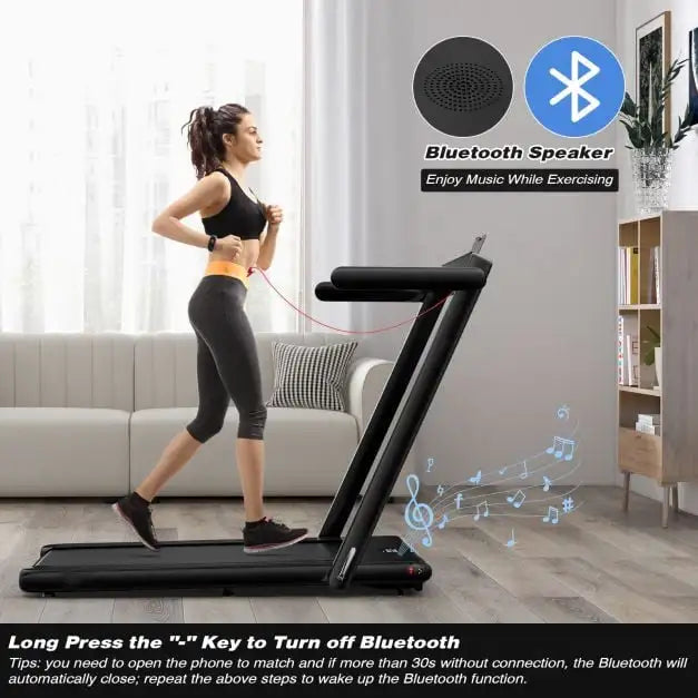 Foldable Treadmill - Black | 2.25HP Under Desk Walking Pad - LED Display COSTWAY - Little and Giant Explorers Costway