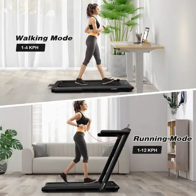 Foldable Treadmill - Black | 2.25HP Under Desk Walking Pad - LED Display COSTWAY - Little and Giant Explorers Costway