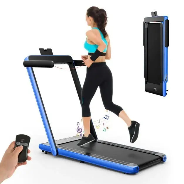 Foldable Treadmill - Navy | 2.25HP Under Desk Walking Pad - LED Display COSTWAY - Little and Giant Explorers Costway