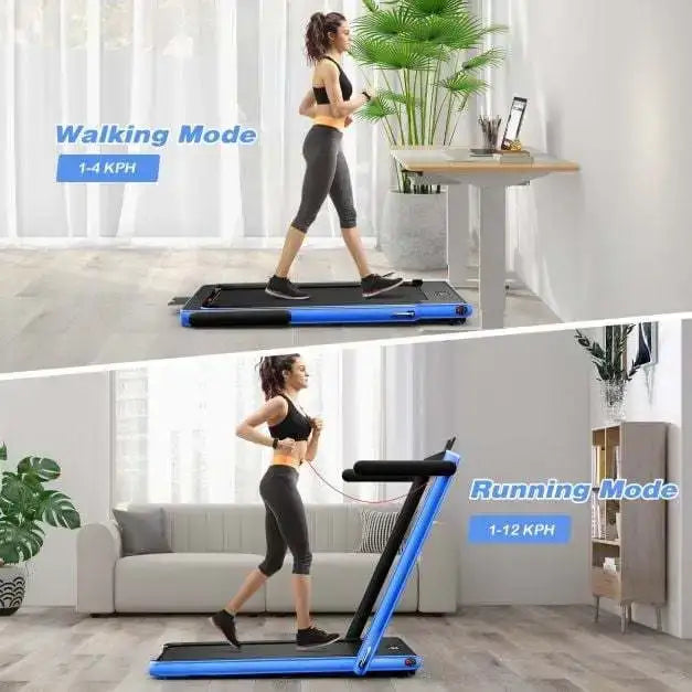 Foldable Treadmill - Navy | 2.25HP Under Desk Walking Pad - LED Display COSTWAY - Little and Giant Explorers Costway