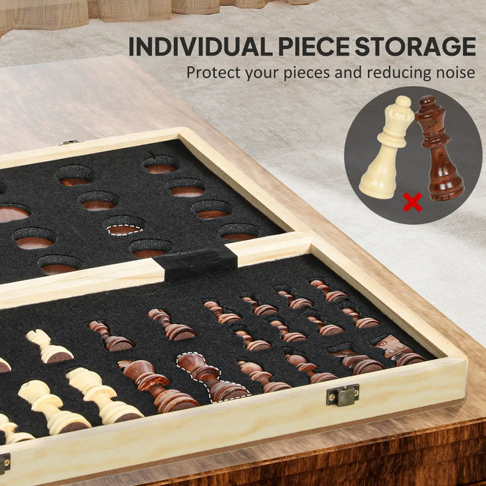 Foldable Wooden Chess and Draughts Set – 2-in-1 Board Game | Portable Design SPORTNOW - Little and Giant Explorers SPORTNOW